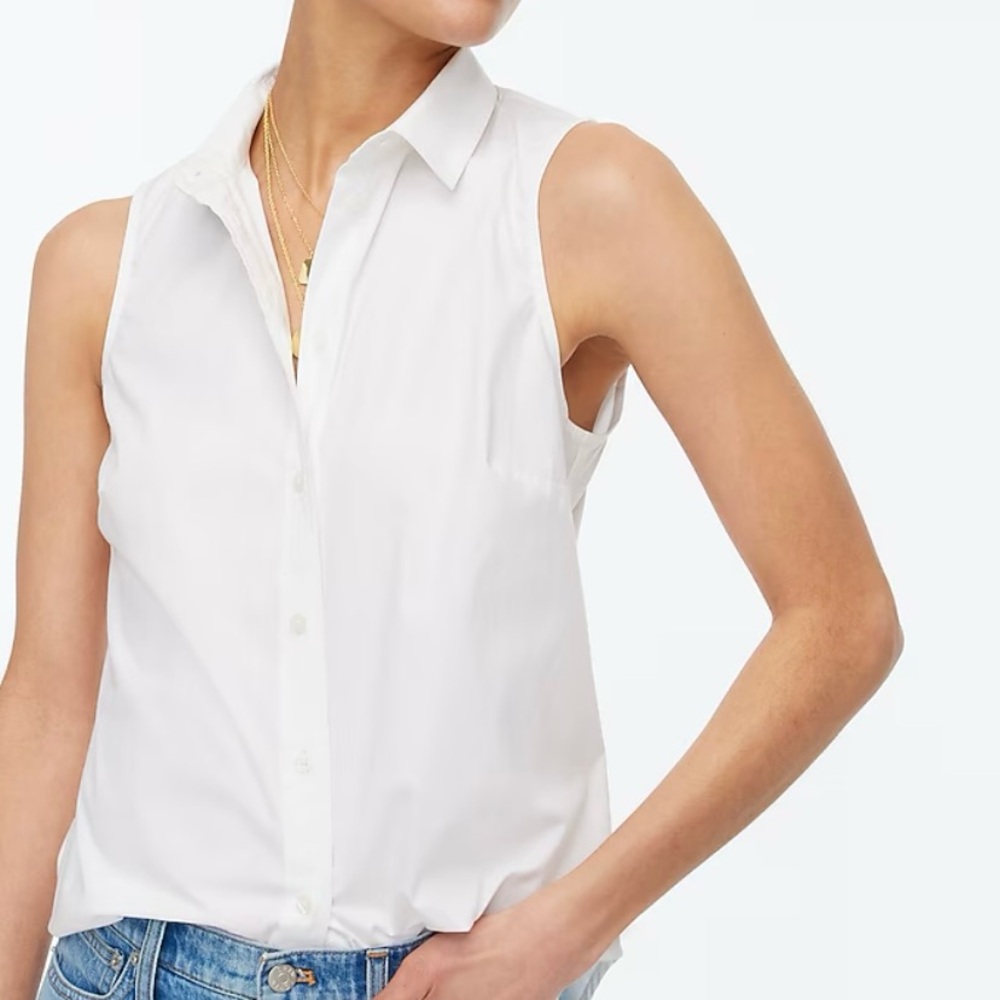 J. CREW | Sleeveless cotton poplin shirt in signature fit